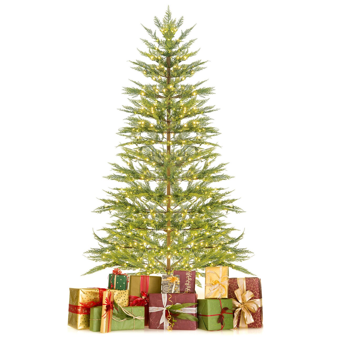 Artificial Cypress Christmas Tree Pre-lit Hinged-6.5 ft